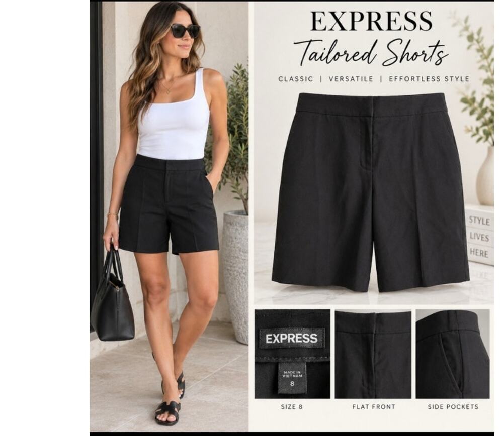 Express Black Tailored Bermuda Shorts Size 8